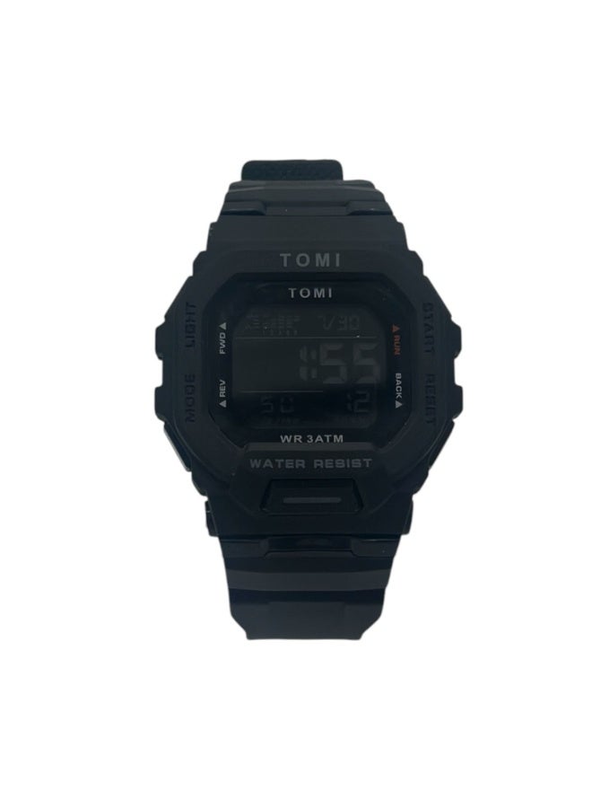 TOMI Blaze TM2020 Digital Sports Watch for Men – 3ATM Water Resistant, LED Backlight, Multi-Function Military Style Silicone Strap Wristwatch –  Black - Image 3