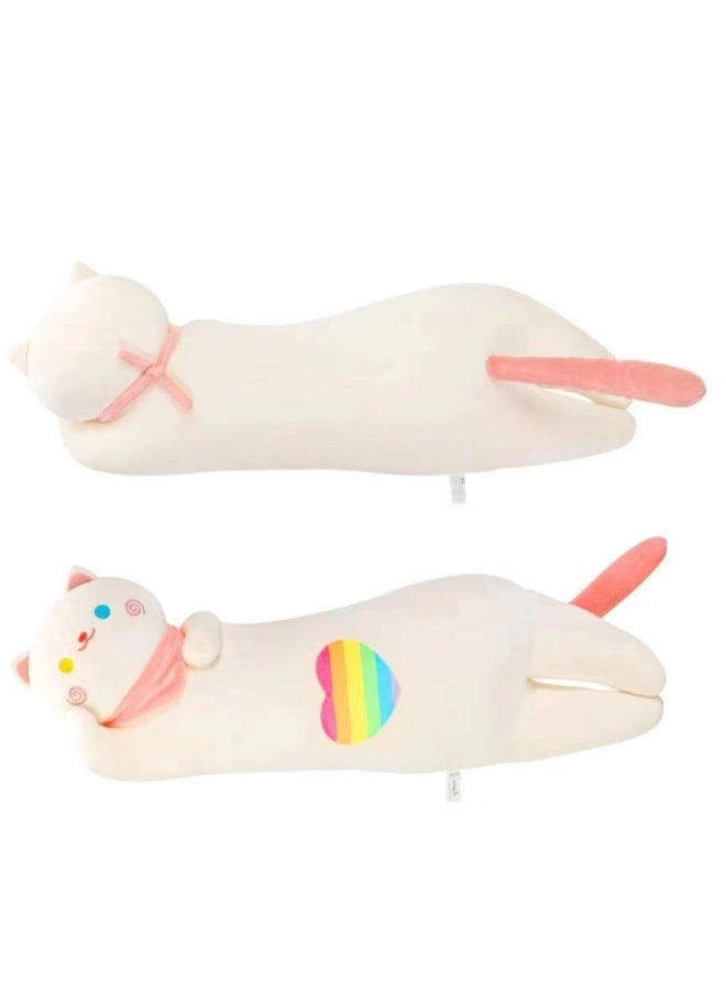 Loquat Cute Colorful Cat Long Pillow Salamander Cushion Pillow  Send Male Girlfriend Sleeping Pillow-Specifications:White-Color:90cm - Image 1