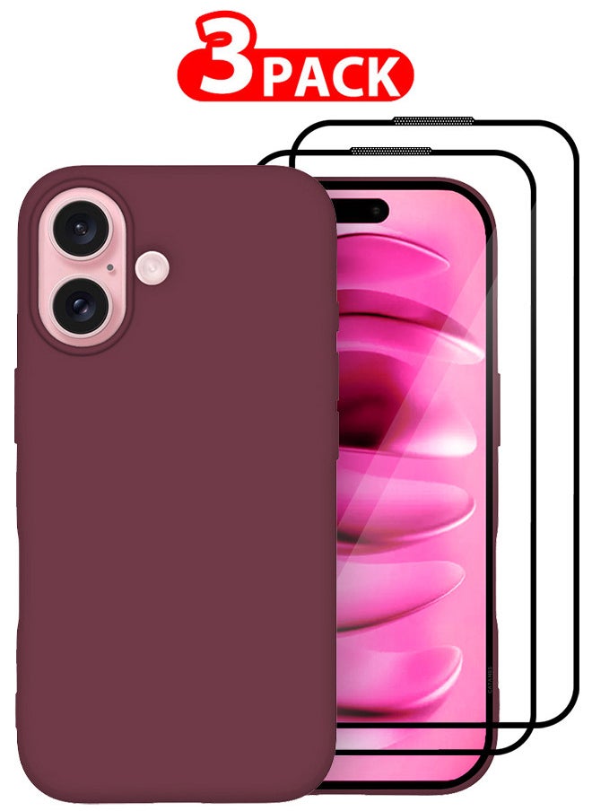 CATANES (for iPhone 16) 3 Pack Case and 2 Screen Protectors, Slim Silicone Case, Full Covered Anti Scratch Shockproof Protective Cover  - Image 1