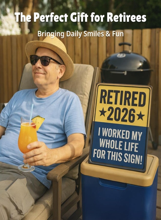 Opix Design Retired 2026 Sign – Retirement Gifts 2026, Funny Retirement Gift for Men or Women, Best Retirement Gifts for Men, Funny Retirement Wall Décor and Party Decoration, Aluminum Sign Keepsake, 11×8.3 Inch - Image 4