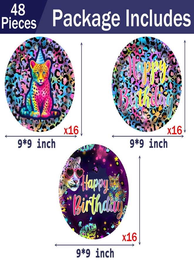 umoni Neon Leopard Party Plates Rainbow Cheetah Print Birthday Party Supplies 48PCS Rainbow Cheetah Party Disposable Paper Tableware for Leopard Print Birthday Dinnerware Supplies - Image 5