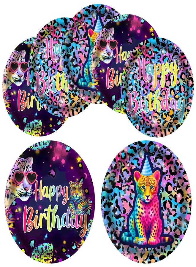 umoni Neon Leopard Party Plates Rainbow Cheetah Print Birthday Party Supplies 48PCS Rainbow Cheetah Party Disposable Paper Tableware for Leopard Print Birthday Dinnerware Supplies - Image 2