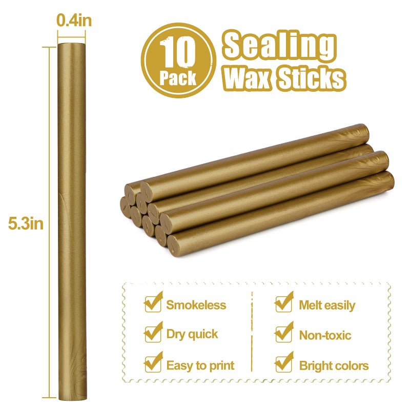 SHOWIN Gun Glue Sealing Wax Sticks for Wax Seal Stamp - Metallic Wine Red, Great for Wedding Invitations, Cards Envelopes, Snail Mails, Wine Packages, Christmas Gift Ideas, Pack of 10 - Image 2
