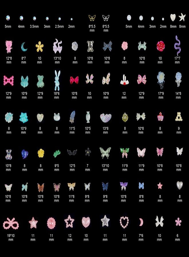 Artdone Nail Art Studs Kit, 2 boxes Multicolor 3D Charms Flower Butterfly Snake Rabbit Diamond Cute Nail Jewels for DIY Decoration with Pickup Tools - Image 2