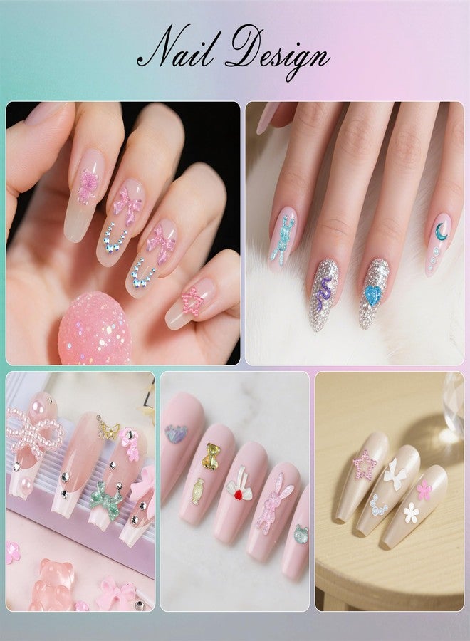 Artdone Nail Art Studs Kit, 2 boxes Multicolor 3D Charms Flower Butterfly Snake Rabbit Diamond Cute Nail Jewels for DIY Decoration with Pickup Tools - Image 5