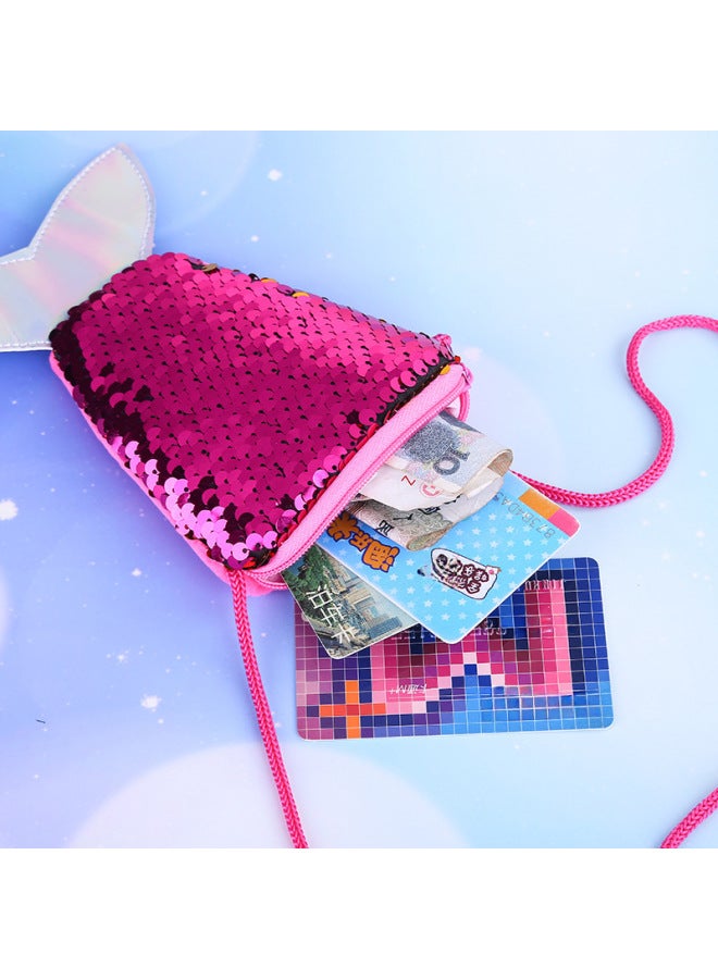 Mermaid Tail Crossbody Bag Creative Children Shoulder Sequin Small Satchel Storage Lanyard Coin Purse Wholesale-Color:Red - Image 3