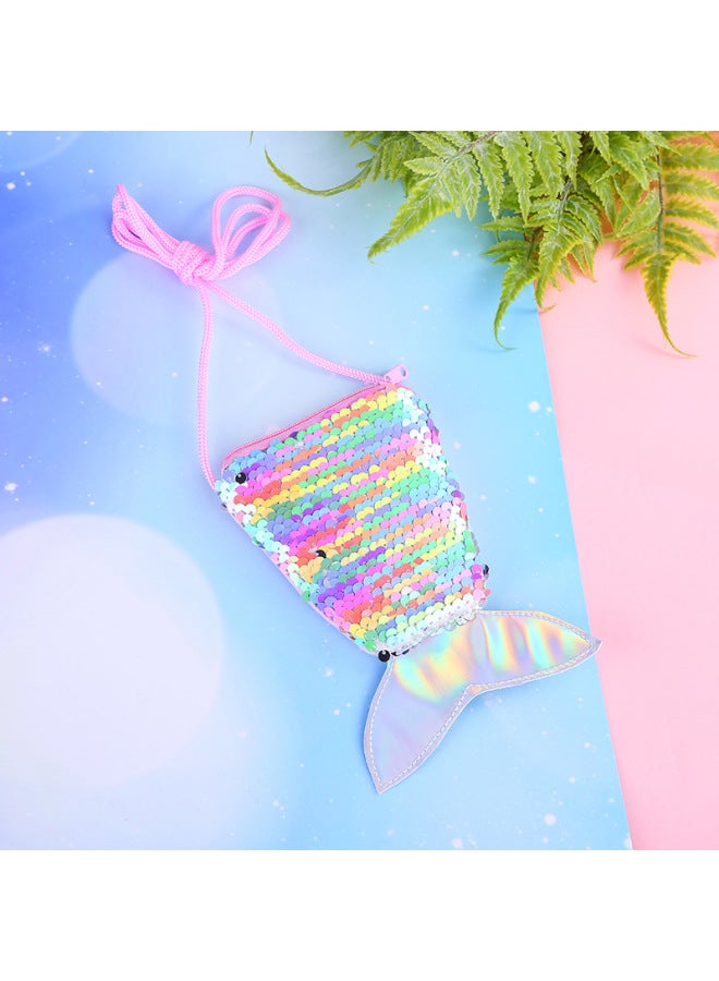 Mermaid Tail Crossbody Bag Creative Children Shoulder Sequin Small Satchel Storage Lanyard Coin Purse Wholesale-Color:Red - Image 4