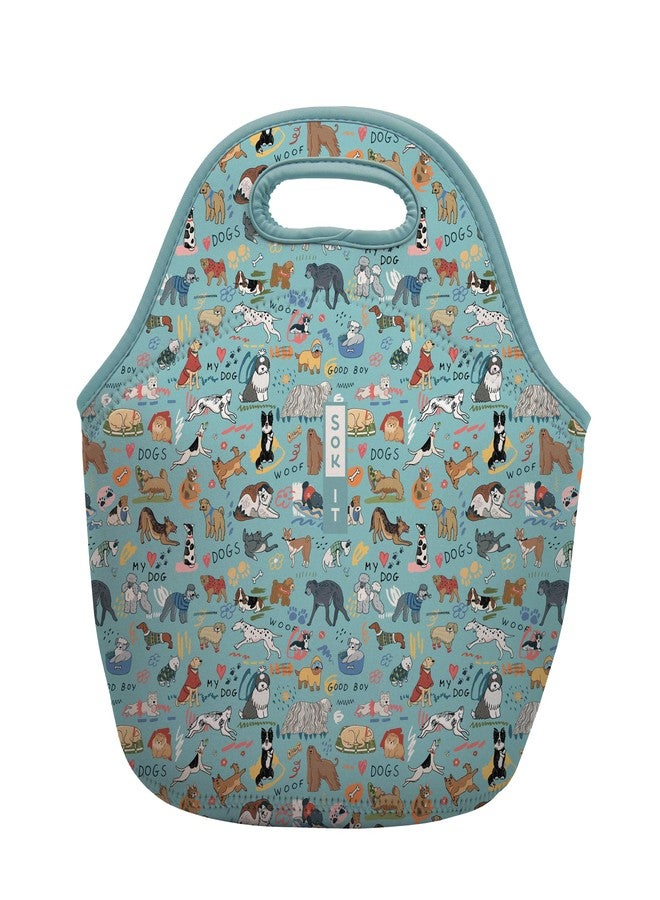 حقيبة غداء Sok It LunchTote بسحاب، حقيبة معزولة من النيوبرين (Dog Days Forever، حقيبة غداء كبيرة سعة 4.5 كوارت)