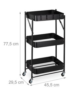 alimforyou Folding cart on wheels, 3 layers, height: 30.5 x 17.5 x 11.6 inches, 2 brakes  - Image 3