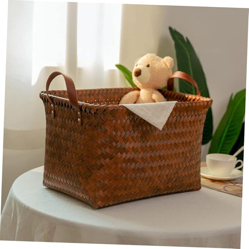 Medium Woven Storage Basket Multipurpose Laundry Hamper for Clothes Towels Blankets - Image 4
