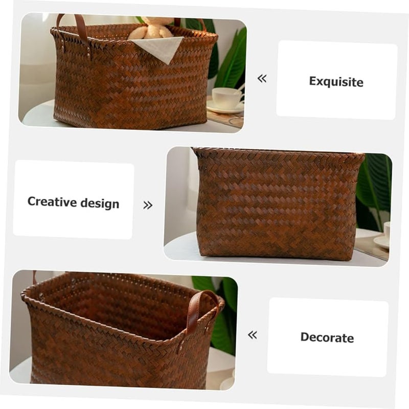 Medium Woven Storage Basket Multipurpose Laundry Hamper for Clothes Towels Blankets - Image 3