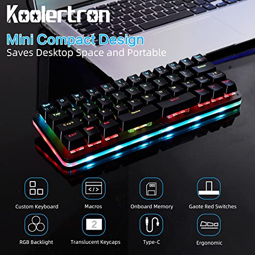 Koolertron 42-Key 40% Macaro Gaming Keyboard - Compact RGB Backlit Mechanical Keypad, Hot-Swappable USB-C Programmable Mini Keyboard for PC/Mac Gamers (Fully Customizable) - Image 2