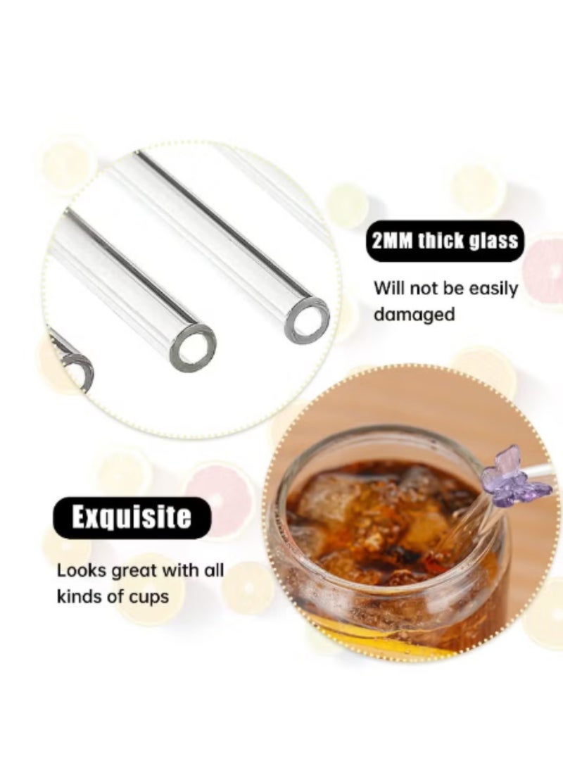 THE ARTFUL BLEND 4-Piece Reusable Glass Drinking Straws – Colorful Butterfly Design on Clear 7.9 in × 8 mm Shatter-Resistant Bent Straws with 1 Cleaning Brush for Shakes, Juices, Smoothies & Cocktails - Image 3