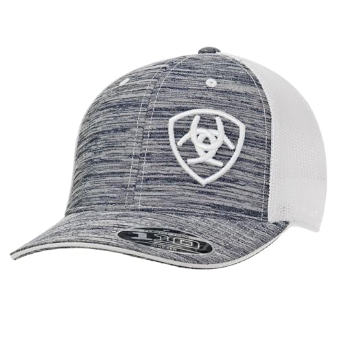 Ariat Men's Flexfit 110 Snapback with Offset Logo, White Contrast Stitching, and Mesh Snap Back, Heather Grey - Image 5