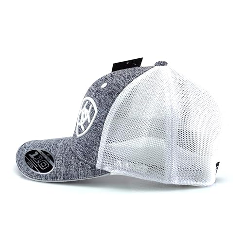Ariat Men's Flexfit 110 Snapback with Offset Logo, White Contrast Stitching, and Mesh Snap Back, Heather Grey - Image 3