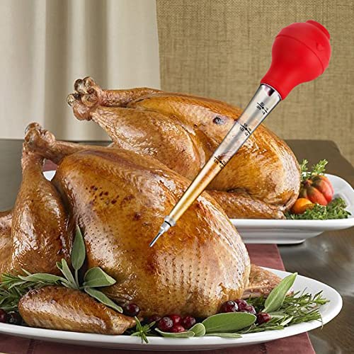 JY COOKMENT Turkey Baster with Barbecue Basting Brush, Baster Syringe for Home Baking and Roaster Turkey, Include Detachable Food Grade Silicone Bulb, Meat Injector Needle and Cleaning Brush - Image 5