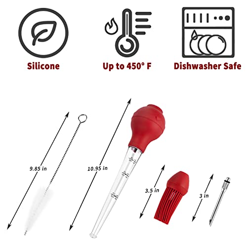 JY COOKMENT Turkey Baster with Barbecue Basting Brush, Baster Syringe for Home Baking and Roaster Turkey, Include Detachable Food Grade Silicone Bulb, Meat Injector Needle and Cleaning Brush - Image 2