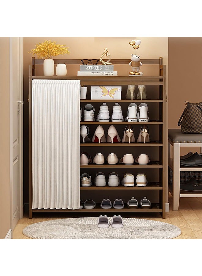 Beauenty Shoe Cabinet Bamboo Shoe Cabinet Freestanding Shoe Cupboard Modern Narrow Organizer For Hallway  Bedroom And Entryway No Installation Required  Equipped With Dust Curtain ﻿ (A) - Image 1