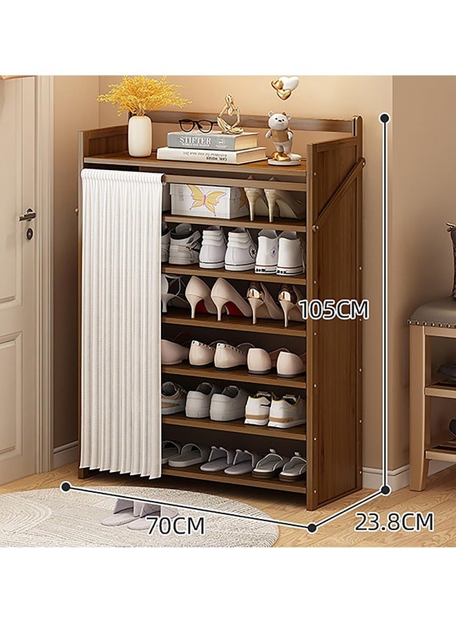 Beauenty Shoe Cabinet Bamboo Shoe Cabinet Freestanding Shoe Cupboard Modern Narrow Organizer For Hallway  Bedroom And Entryway No Installation Required  Equipped With Dust Curtain ﻿ (A) - Image 2