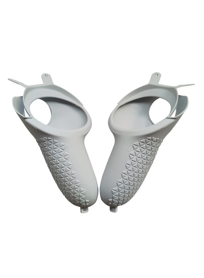 Zikra Accessories for Oculus Quest 2, VR Face Silicone Cover + Touch Controller Grip Cover + Protective Lens dust-Proof Cover + Thumb Button Cap (Grey) - Image 2