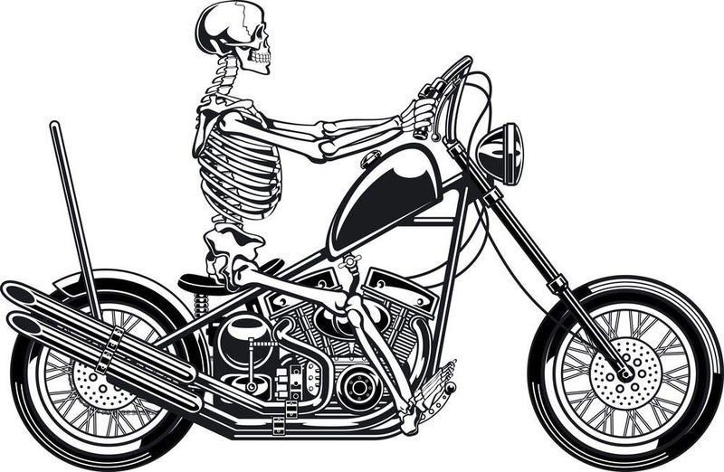 5 Ace human skeleton motorcycling Wall Sticker Poster|size:12x18 inch|multicolor - Image 1