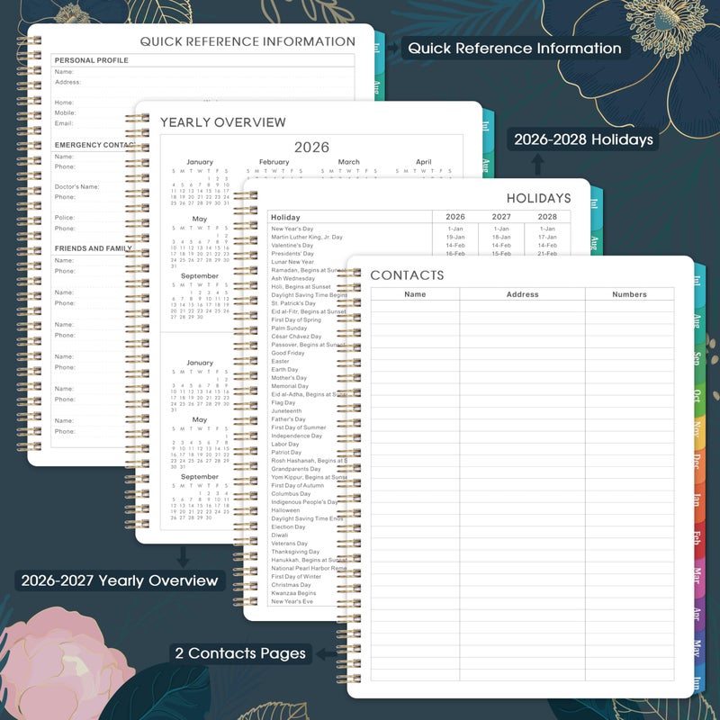 Indeme Planner 2026-2027 - Academic Planner 2026-2027, July 2026 - June 2027, Weekly & Monthly Planner, 8'' x 10", Calendar Planner, Colorful Monthly Tabs, Twin-wire Binding, Back Pocket, Holidays - Image 5