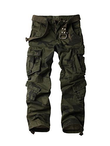 AKARMY Mens Camo Cargo Work Pants Cotton Military Army Casual Tactical Wild Combat Pants with 8 Pockets F 30x32 - Image 1
