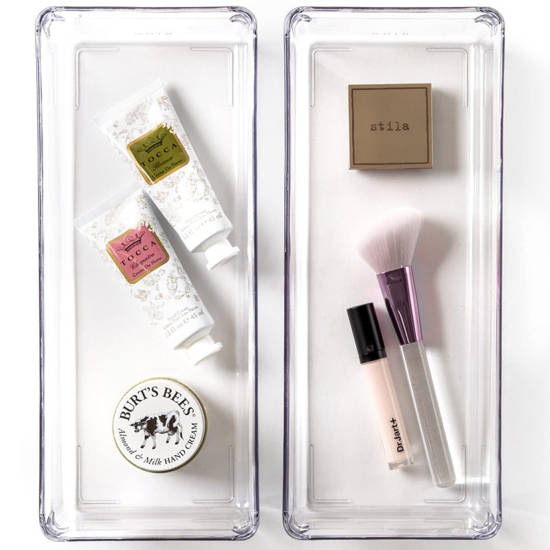 BINO | Oblong Plastic Drawer Organizer Bin, 2-Pack | THE ARTISAN COLLECTION | Multi-Purpose | Durable | BPA-Free | Desk, Vanity, Bathroom & Makeup Drawer Organizer - Image 1