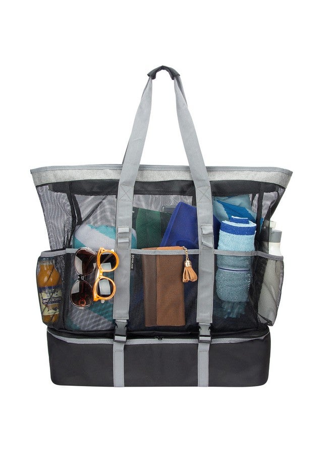 KISLANE KISLANE Extra Large 55L Mesh Beach Tote Bag with Cooler Bottom, Portable Waterproof Mesh Beach Tote, Pool Bags with Zipper and Pockets  - Image 1