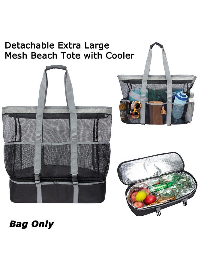 KISLANE KISLANE Extra Large 55L Mesh Beach Tote Bag with Cooler Bottom, Portable Waterproof Mesh Beach Tote, Pool Bags with Zipper and Pockets  - Image 2