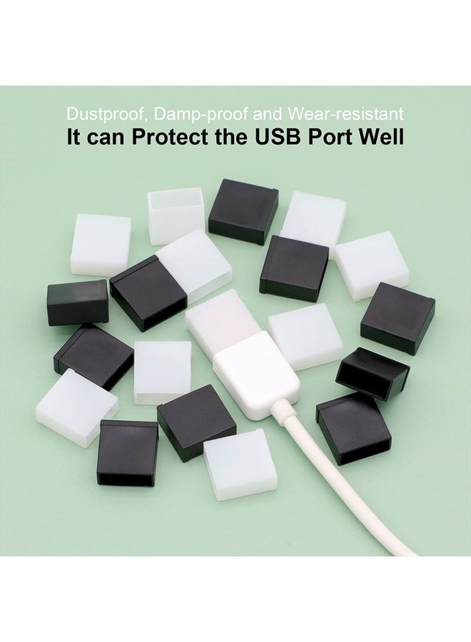 BUSHIBU غطاء USB، 20 قطعة غطاء بلاستيكي أسود شفاف لمقبس USB A ذكر، غطاء مضاد للغبار - Image 3