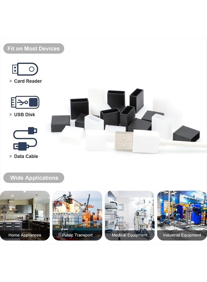 BUSHIBU غطاء USB، 20 قطعة غطاء بلاستيكي أسود شفاف لمقبس USB A ذكر، غطاء مضاد للغبار - Image 4