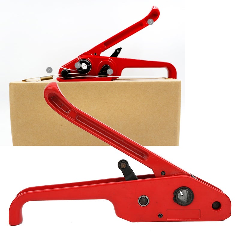 Manual Tape Strapping Tensioner Red Sealless Combination Tool Binding Tool for 16~19mm PET/PP TapeRed - Image 2