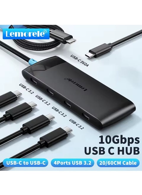 Lemorel Type C USB Hub, TC107, Type C Hub for Mouse, Keyboard, Compatible with MacBook Pro, Air, Laptop, Desktop, Computer, Xbox, PS5, 3, 2, Gen 2, 10Gbps
