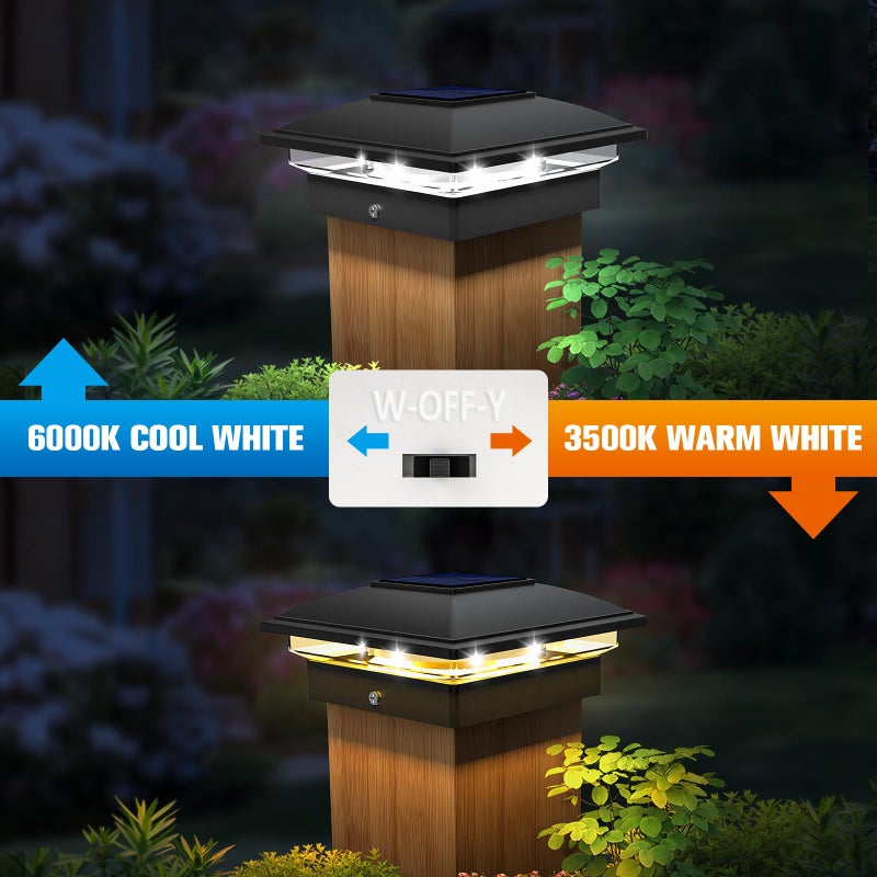 VOLISUN Solar Post Cap Light Outdoor Waterproof 12pack,Solar Fence - Post Lights for 4x4 5x5 6x6 Wooden/Vinyl Post,Black Deck Post Cap Light Solar Powered with Warm White for Garden/Patio/Porch - Image 4
