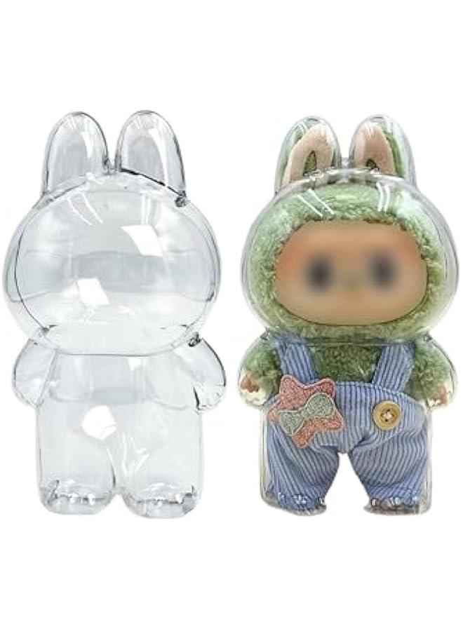 Clear Figure Display Case for La bubu Doll, Protective Case with Keychain, La bubus Plush Toy Clear Cover (V.1 V.3 Standing, Without Doll)  - Image 1