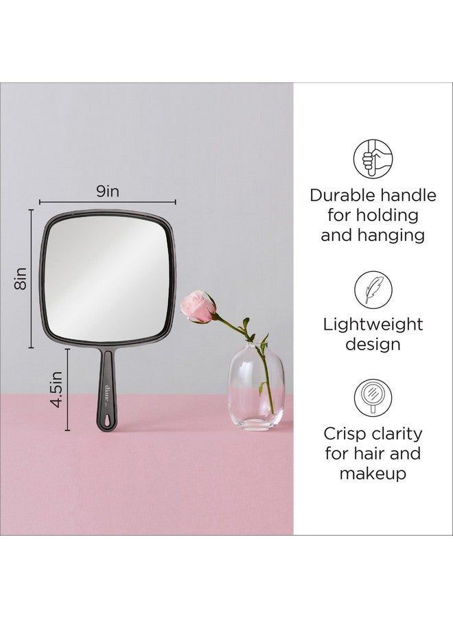 Diane Professional Quality Hand Mirrorhand Held Mirror With Handle Single Sided Vanity Makeup Mirror For Women Men Salon Barber Shaving And Travel Large 9 X 12.75 In Black - Image 2