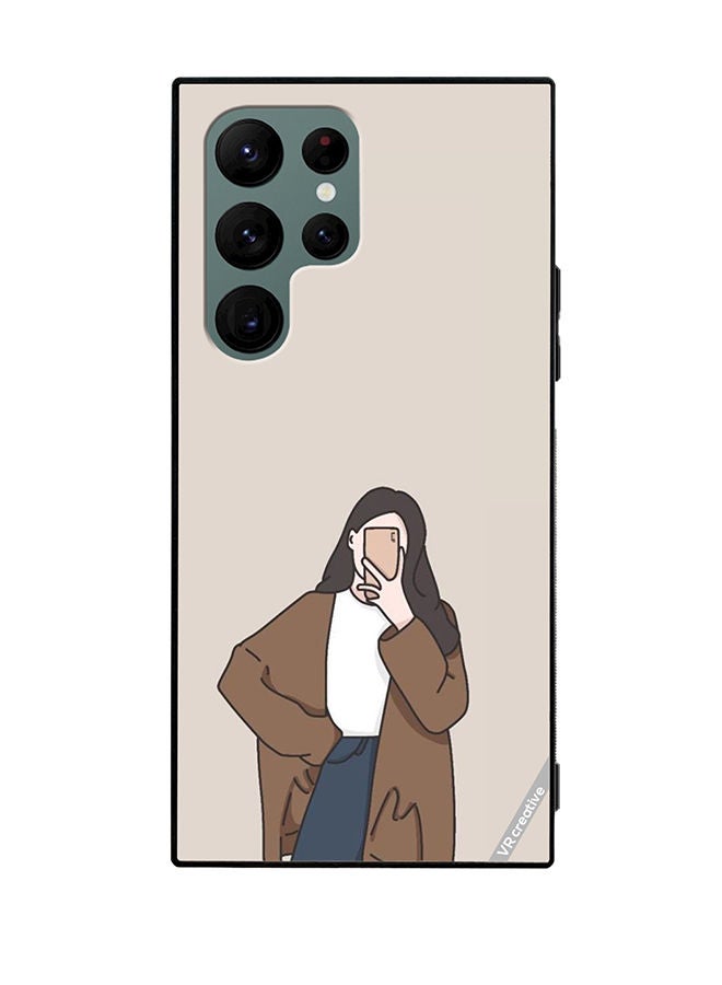 VR CREATIVE Protective Case Cover For Samsung Galaxy S22 Ultra 5G Minimilist Girl Design Multicolour - Image 1