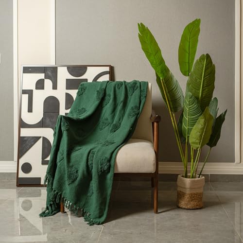 SASHAA World Green Cotton Throw | Ideal for Your Home, Living Room, Sofa, Bed, Chair, Picnic & Used for Gift | 130X160 cm| TC - 125 - Image 1