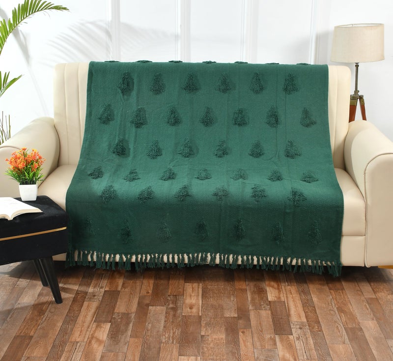 SASHAA World Green Cotton Throw | Ideal for Your Home, Living Room, Sofa, Bed, Chair, Picnic & Used for Gift | 130X160 cm| TC - 125 - Image 4