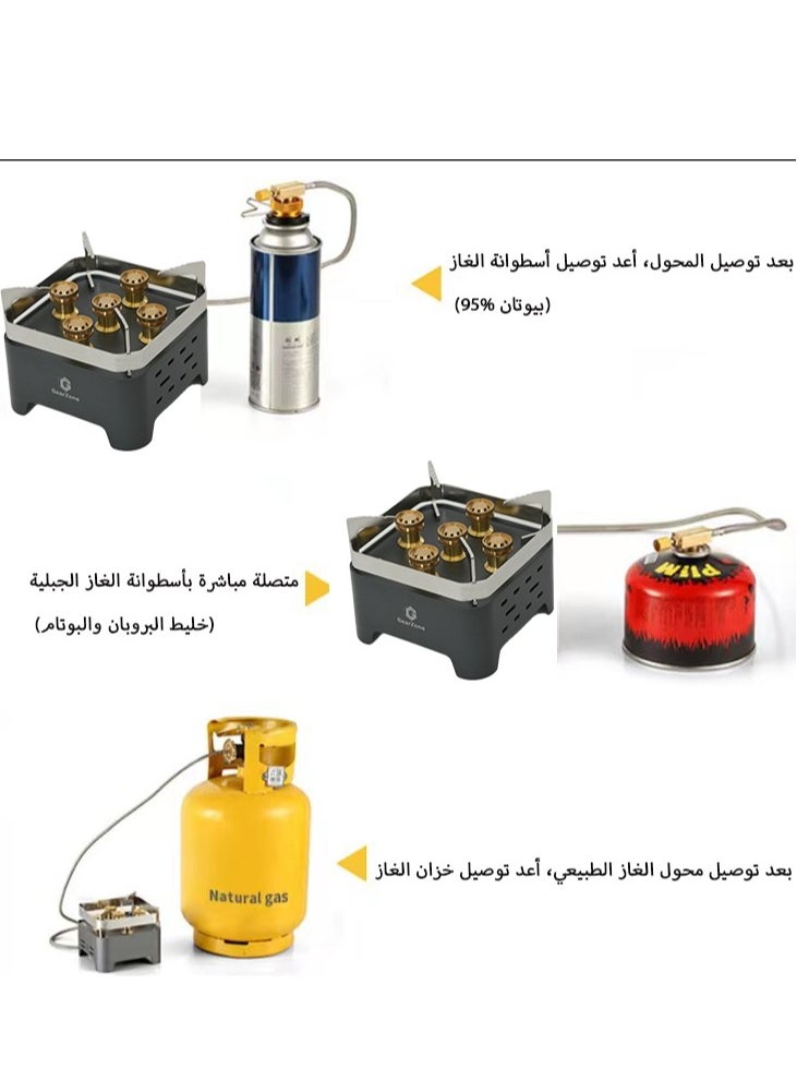 GearZone - 5-Core Camping Gas Stove, 12000W High-Power Gases Burner Stove, Backpacking Stove Windproof with Adjustable Gases Valve for Outdoor Cooking Camping Picnic Hiking - Image 1