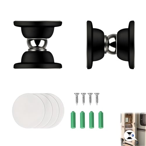 BADAO 2 Pack RV Magnetic Door CatchBlack Storage Door Stopper with Adhesives and Screw KitEasy to Install Door HolderSturdy Doors Stop for RV Must Haves Accessories for CampersTrailerMotor HomesBoat - Image 1
