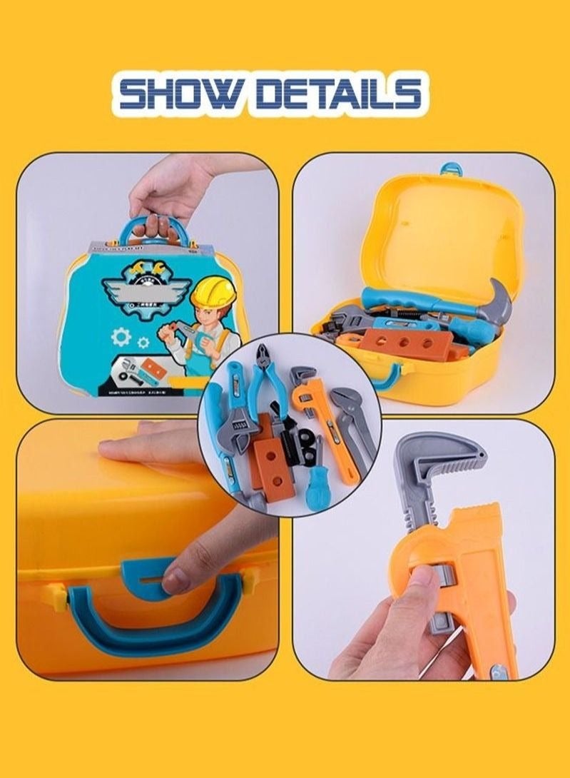 MIXDE 15-Piece Kids Tool Set Pretend Play Construction Toy with Tool Box Pliers Hammer Spanner Screwdriver Construction Accessories - Image 2