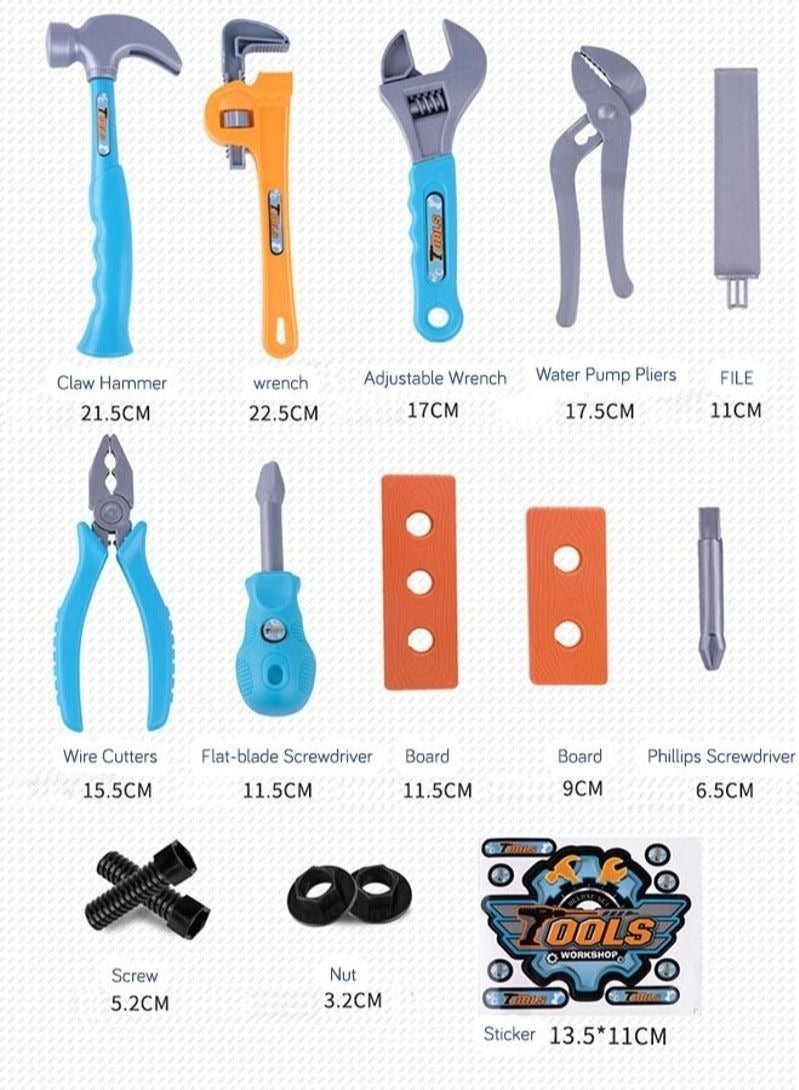 MIXDE 15-Piece Kids Tool Set Pretend Play Construction Toy with Tool Box Pliers Hammer Spanner Screwdriver Construction Accessories - Image 4