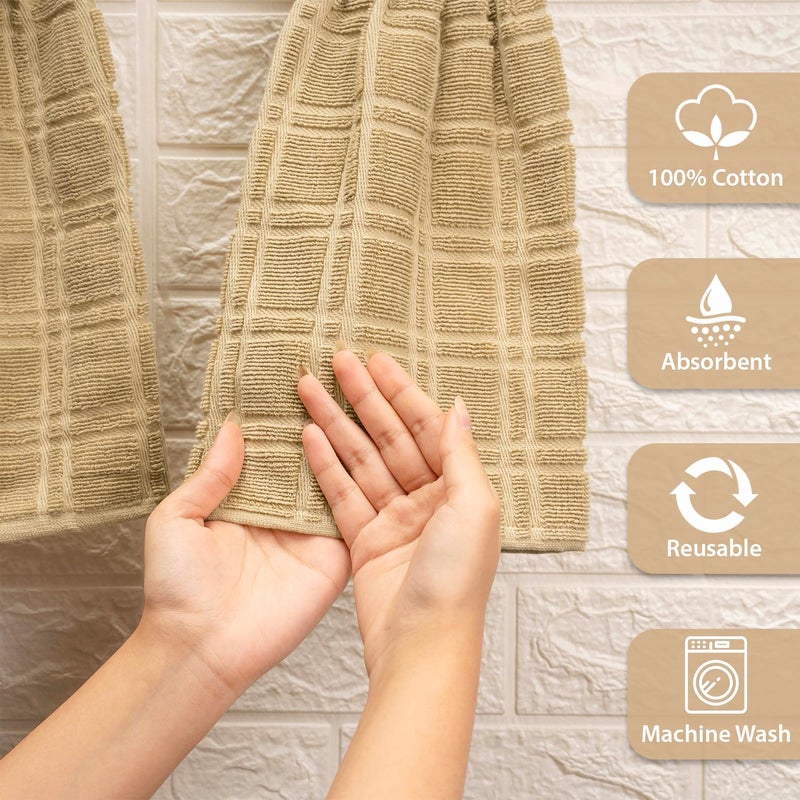 Blue Needles Hanging Kitchen Towels - Beige 100% Cotton Solid Kitchen Tie Towel, Set of 2 Hand Dish Cloth with Hanging Loops 9 x 17 Inches, Absorbent, Super Soft, and Fast Drying Home Essential - Image 4