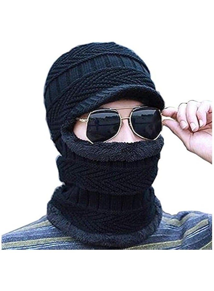 Devil Unisex Visor Balaclava | Full Face Ninja Mask - Cold Weather Gear Fur Lined Head Sock for Motorcycle, Running, Ski, Riding, Hunting (Black)  - Image 1