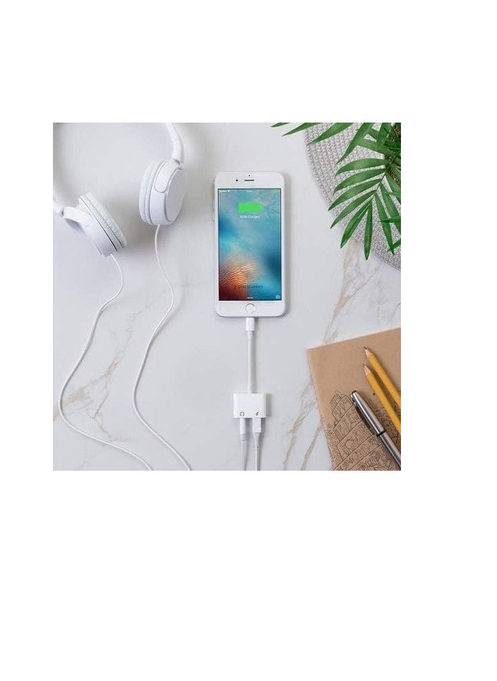 Generic 2 In 1 3.5 mm Headphone Jack And Lightning Charging Adapter For Apple iPhone X 8/8Plus/7/7Plus/6/6S Plus White  - Image 4