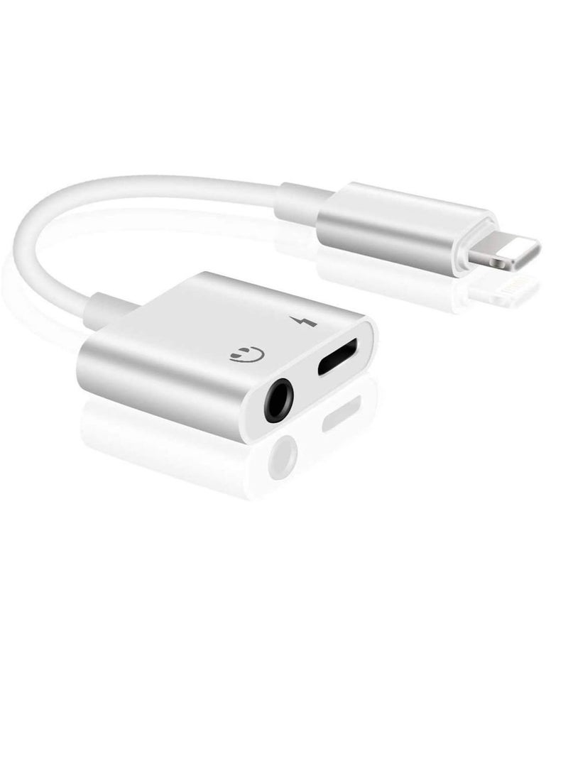 Generic 2 In 1 3.5 mm Headphone Jack And Lightning Charging Adapter For Apple iPhone X 8/8Plus/7/7Plus/6/6S Plus White  - Image 1
