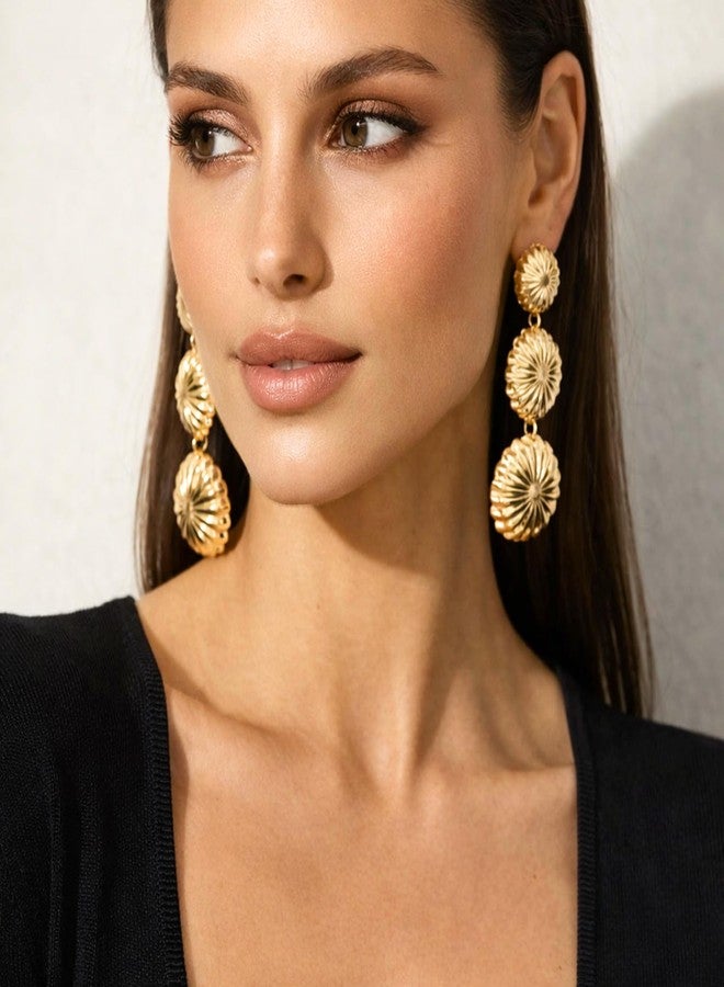 Salve Chic Coquette Floral Earrings for Women | Bohemian Jewellery Hanging Earrings for Girls Stylish | Gift for Girlfriend Gold Ear Rings for Women Stylish | Aesthetic Jewellery Korean Flower Danglers - Image 3