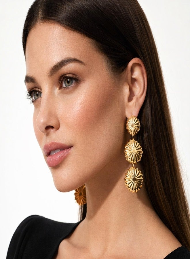 Salve Chic Coquette Floral Earrings for Women | Bohemian Jewellery Hanging Earrings for Girls Stylish | Gift for Girlfriend Gold Ear Rings for Women Stylish | Aesthetic Jewellery Korean Flower Danglers - Image 5